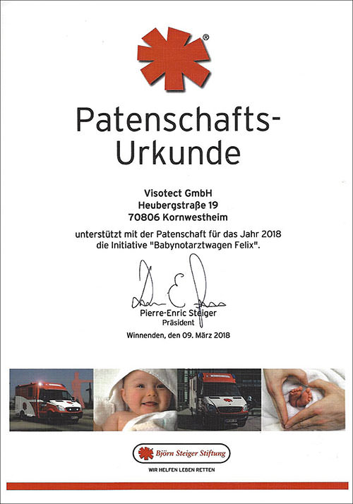 Urkunde Bj&ouml;rn-Steiger-Stiftung